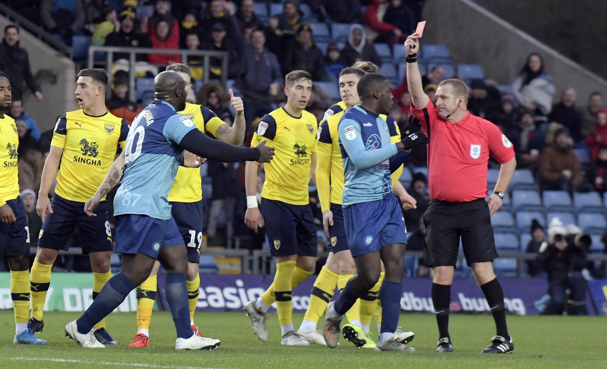 Oxford United Goaded Adebayo Akinfenwa Into Red Card Says Wycombe Boss Oxford Mail