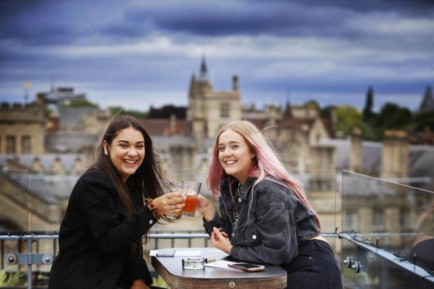 Enjoying a drink on the rooftop terrace at Westgate