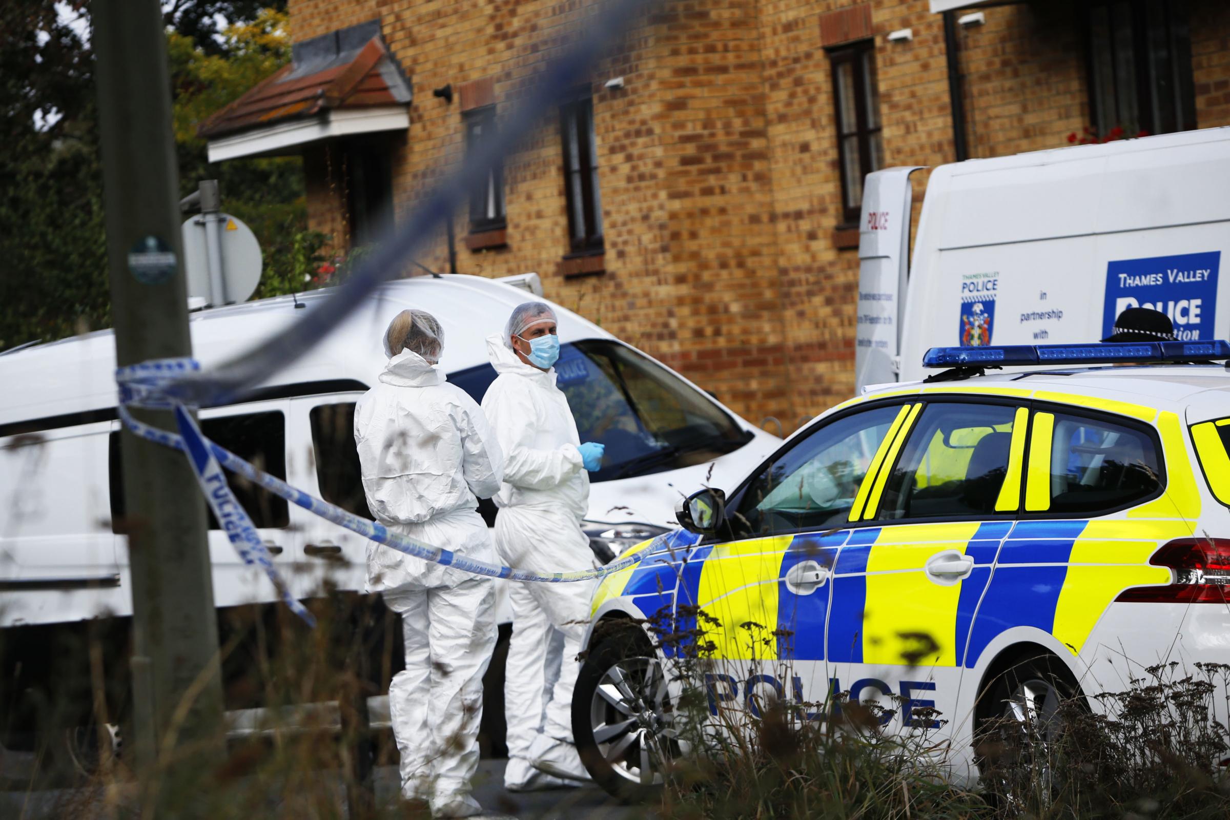 Forensics officers at scene of Barton stabbing Picture: ED NIX