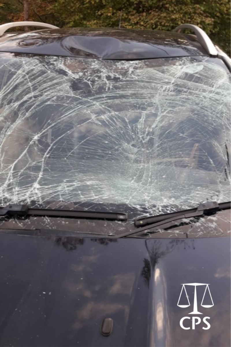 The smashed Ford Kuga windscreen Picture: CPS