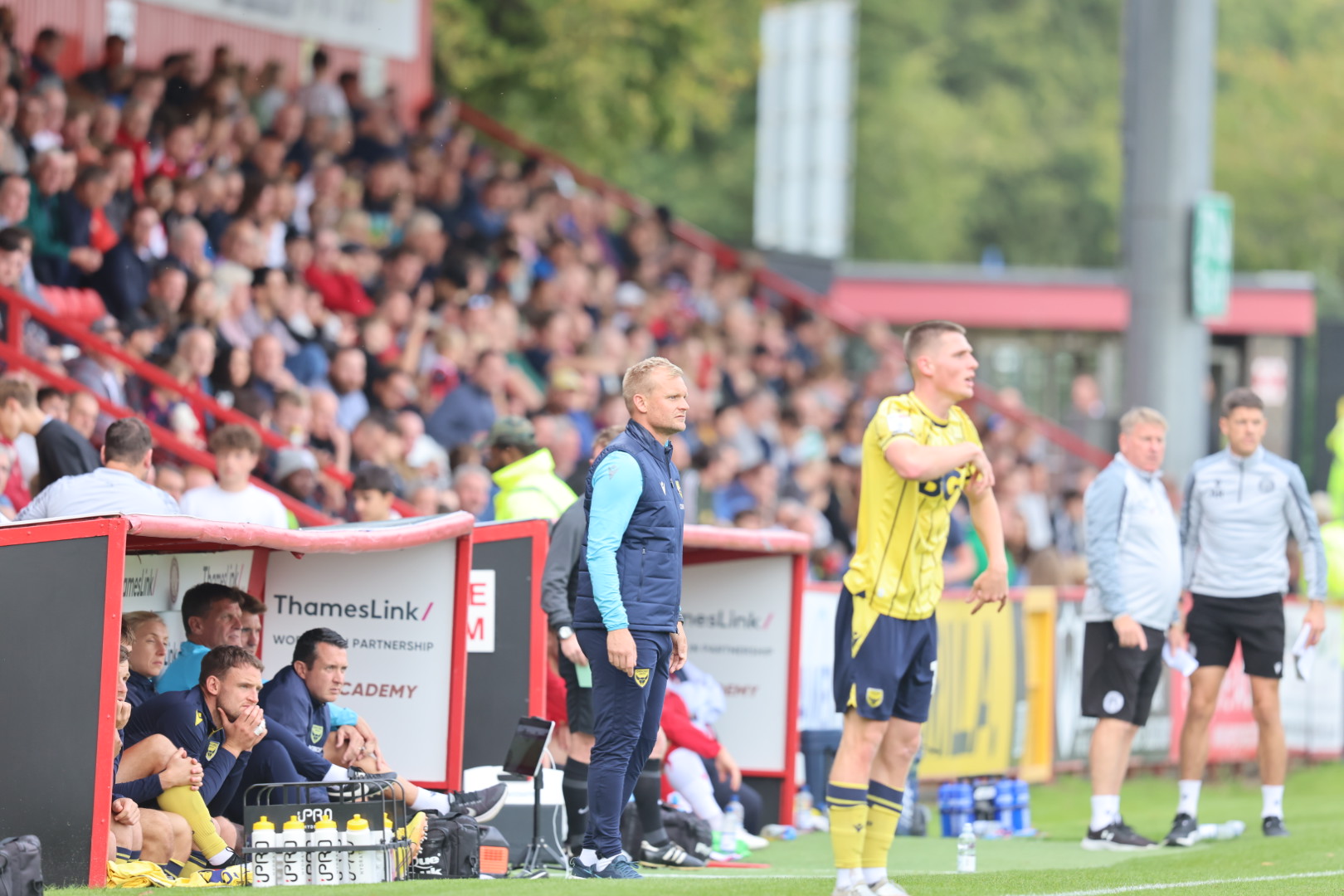 Oxford United boss Liam Manning reacts to win at Stevenage