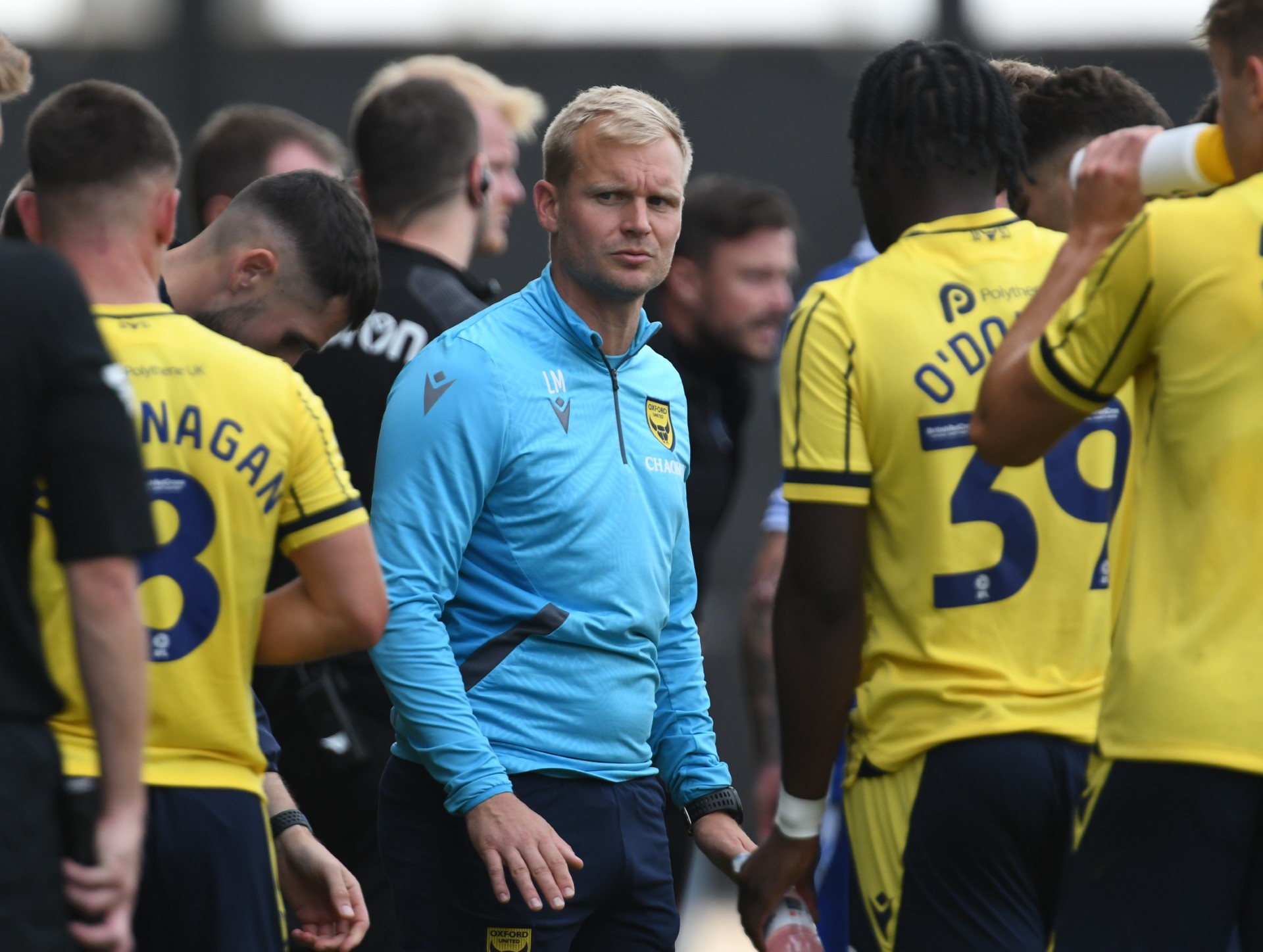 Oxford United boss Liam Manning reacts to win against Bristol Rovers