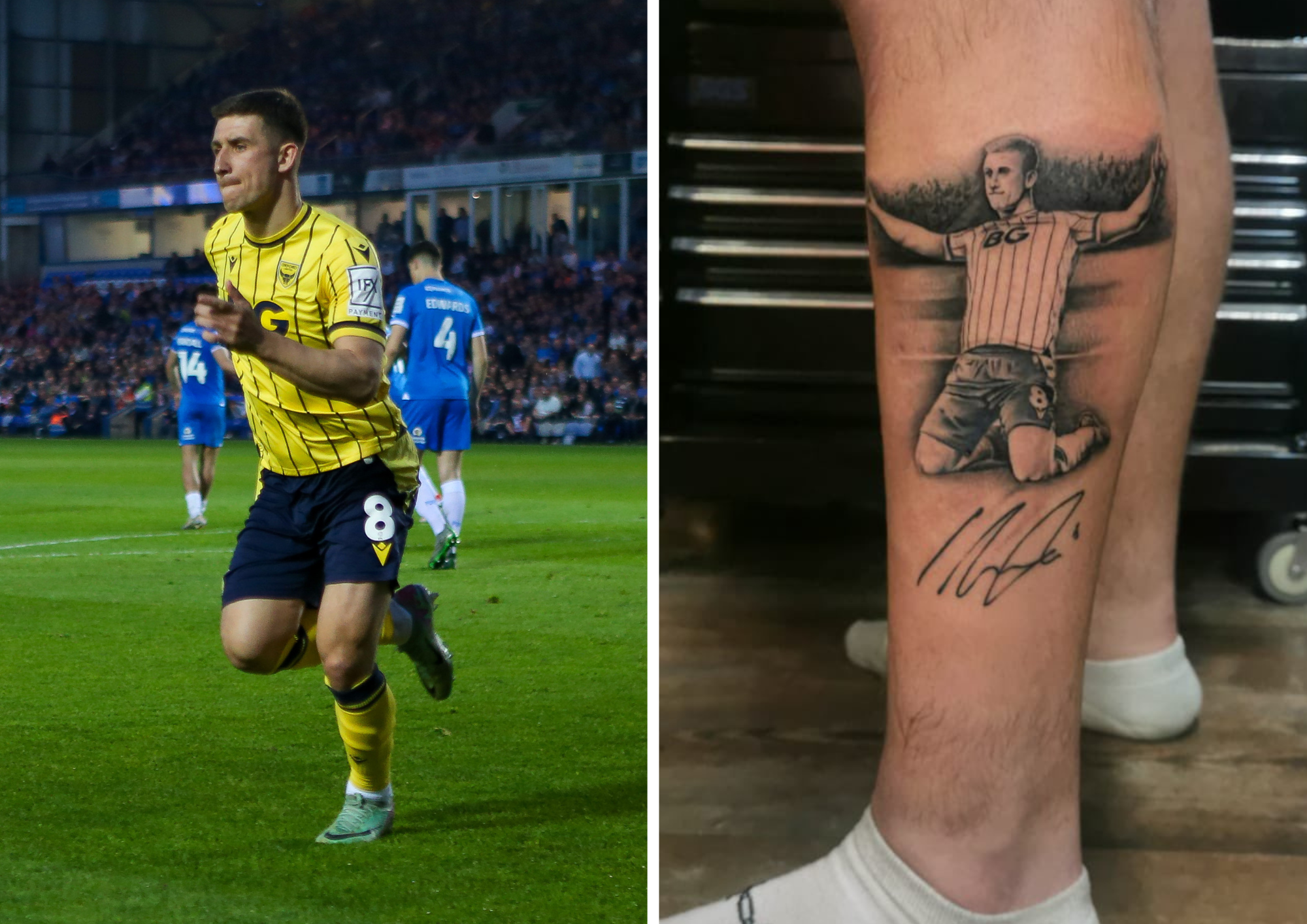 Meet the U’s fan who got Brannagan play-off celebration tattooed on leg
